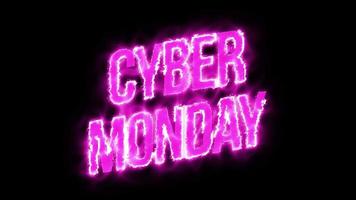 Cyber Monday sale sign banner for promo video. neon glowing light Special offer discount tags with Alpha Channel transparent background. video