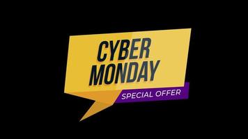 Cyber Monday sale sign banner for promo video. Sale badge. Special offer discount tags with Alpha Channel transparent background. video