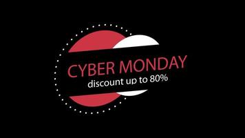 Cyber Monday sale sign banner for promo video. Sale badge.up to 80 percent off Special offer discount tags with Alpha Channel transparent background. video