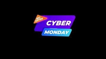 Cyber Monday sale sign banner for promo video. Sale badge. Special offer discount tags with Alpha Channel transparent background. video