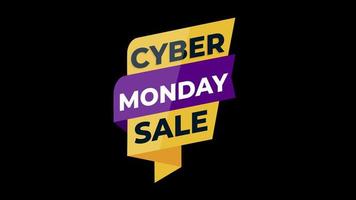 Cyber Monday sale sign banner for promo video. Sale badge. Special offer discount tags with Alpha Channel transparent background. video