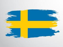 Flag of the Kingdom of Sweden painted with a brush. vector