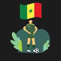 diseño de personajes de concepto plano de jugador de senegal vector