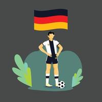 diseño de personajes de concepto plano de jugador de alemania vector