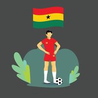 Ghana player flat concept character design vector