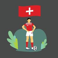 Switzerland player flat concept character design vector