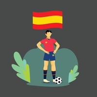 diseño de personajes de concepto plano de jugador de españa vector