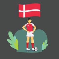 Denmark player flat concept character design vector