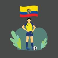 diseño de personajes de concepto plano de jugador de ecuador vector