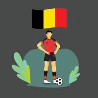 diseño de personajes de concepto plano de jugador de bélgica vector