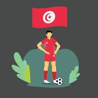 Tunisia player flat concept character design vector