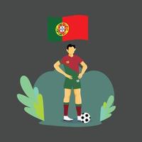 diseño de personajes de concepto plano de jugador de portugal vector