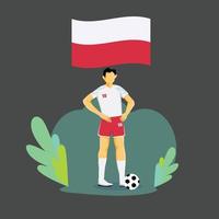 diseño de personajes de concepto plano de jugador de polonia vector