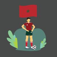 diseño de personajes de concepto plano de jugador de marruecos vector