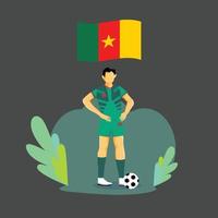 Cameroon player flat concept character design vector