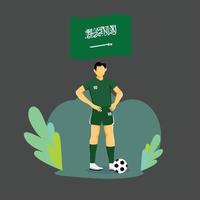 Saudi Arabia player flat concept character design vector