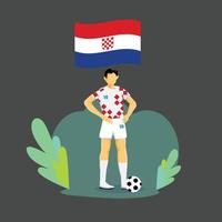 diseño de personajes de concepto plano de jugador de croacia vector