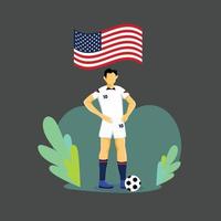 diseño de personajes de concepto plano de jugador de estados unidos vector