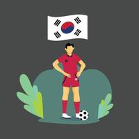 diseño de personajes de concepto plano de jugador de corea del sur vector