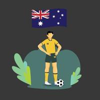 Australia player flat concept character design vector