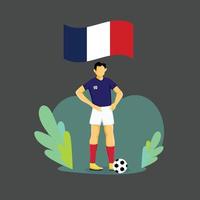 France player flat concept character design vector