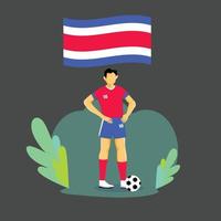 Costa Rica player flat concept character design vector