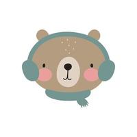 lindo oso de invierno. estilo de dibujos animados ilustración vectorial para tarjetas, carteles, pancartas, libros, impresión en el paquete, impresión en ropa, tela, papel tapiz, textil o platos. vector