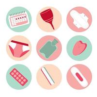 Menstruation icons set. Menstruation concept. Feminine hygiene vector