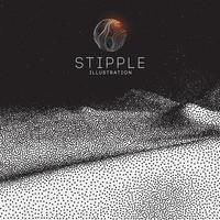 Dot stipple illustration. Old art Snowboard mountain Art background. Pointillism graphic. Grain terrain wallpaper. vector