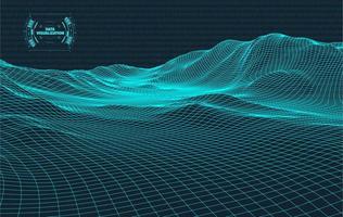 visualización de grandes datos. fondo 3d .gran fondo de conexión de datos. tecnología cibernética ai tech wire network visualización de datos de estructura alámbrica futurista. ilustración vectorial inteligencia artificial . vector