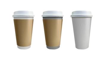 Coffee cups mock up isolated on white background. EPS 10 vector