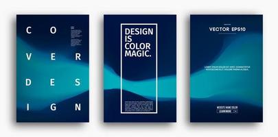 Cover design template with blue gradient. Wave vector illustration. Gradient mesh poster abstract background. Fluid banner design.