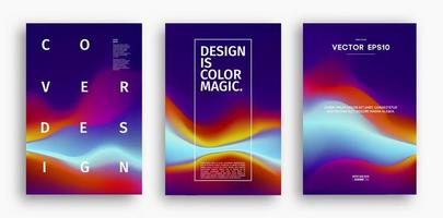 Cover design template with yellow red orange blue gradient. Wave vector illustration. Gradient mesh poster abstract background. Fluid banner design.