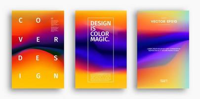 Cover design template with yellow red orange blue purple gradient. Wave vector illustration. Gradient mesh poster abstract background. Fluid banner design.
