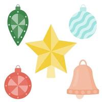 Collection of Christmas tree toys for decorating the Christmas tree. vector