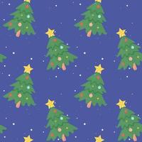 Vector seamless drawing. A repetition of a decorated Christmas tree.