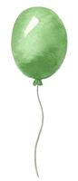 Inflatable flying balloon, hand-painted in watercolor. Take a close-up look at the green balloon. decoration for the holiday vector
