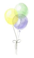 Balloons painted with watercolor, cute set of balloons, holiday decorations, flying balloons inflated with helium vector