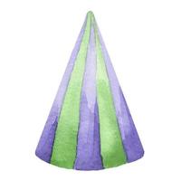 una gorra festiva pintada en acuarela, sombrero de celebración de cumpleaños púrpura acuarela vector