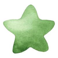 A green watercolor star painted by hand. Cute star for the nursery vector