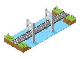 puente isométrico que conecta 2 ciudades. ilustración isométrica vectorial adecuada para diagramas, infografías y otros activos gráficos vector