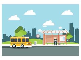 illustration flat waiting for the bus on .  Suitable for Diagrams, Infographics, And Other Graphic assetsa park bench vector