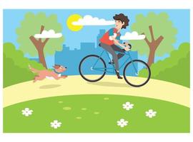 flat illustration playing in park happy with friends.  Suitable for Diagrams, Infographics, And Other Graphic assets vector