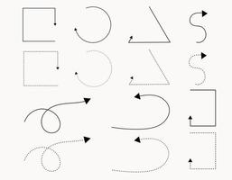 flechas vectoriales, líneas en un estilo abstracto sobre un fondo transparente. dibujo de contorno lineal simple aislado. colección de símbolos de contorno. ilustración de arte vectorial. cartas de movimiento vector