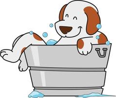 Happy cartoon dog wash vector