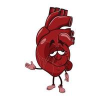 Vector of heart cartoon character with face expression.