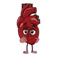 Vector of heart cartoon character with face expression.