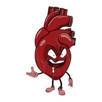 Vector of heart cartoon character with face expression.