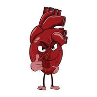 Vector of heart cartoon character with face expression.