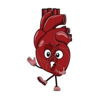 Vector of heart cartoon character with face expression.